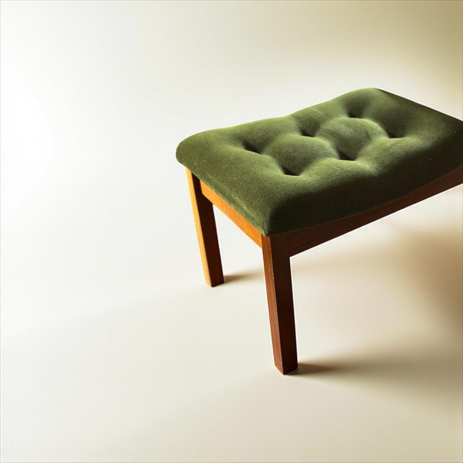 Mid-Century Modern Teak Telephone Table with Green Upholstered Seat