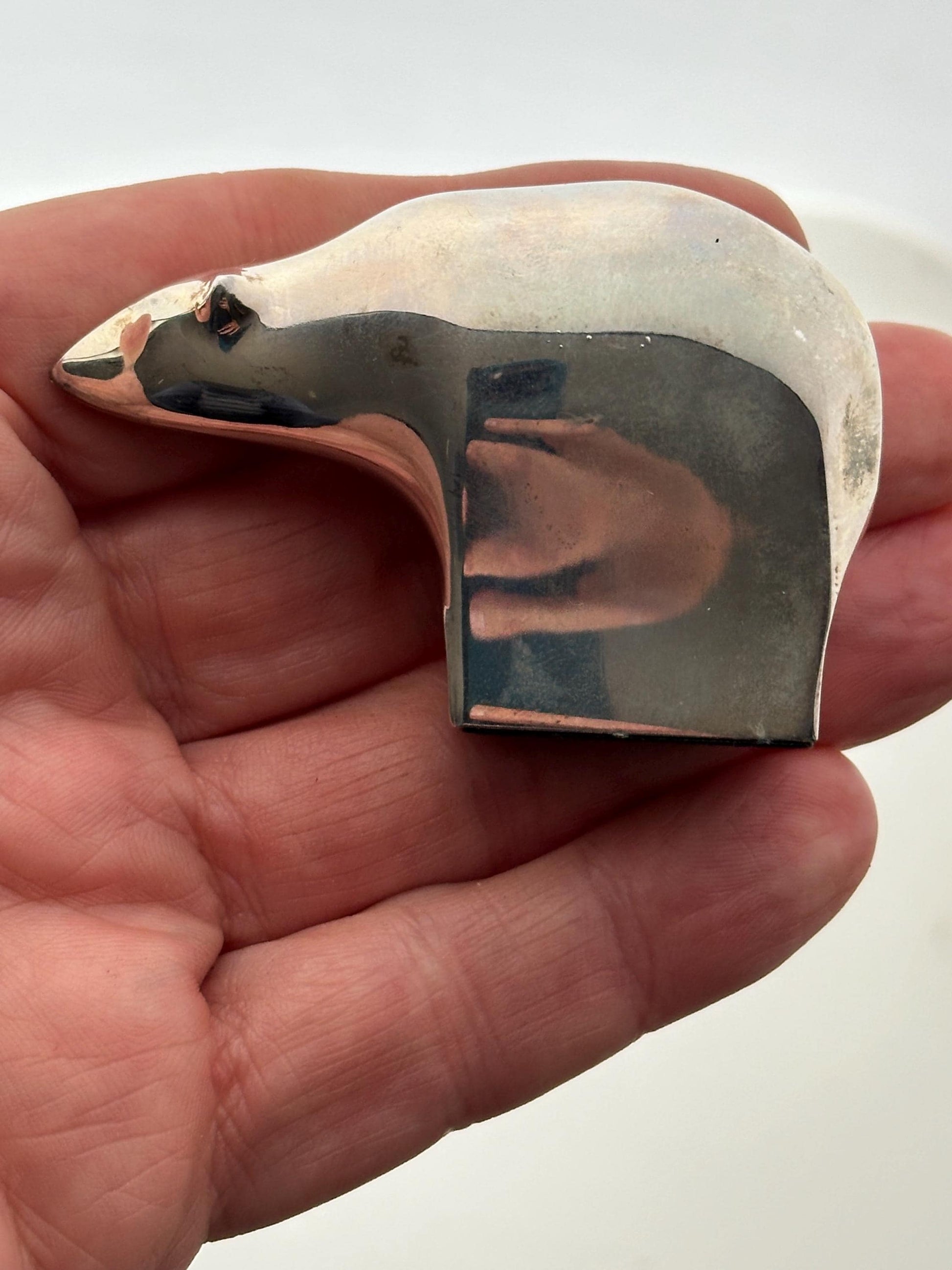 Dansk Polar Bear Silver-Plated Paperweight by Gunnar Cyrén, Japan, 1970s