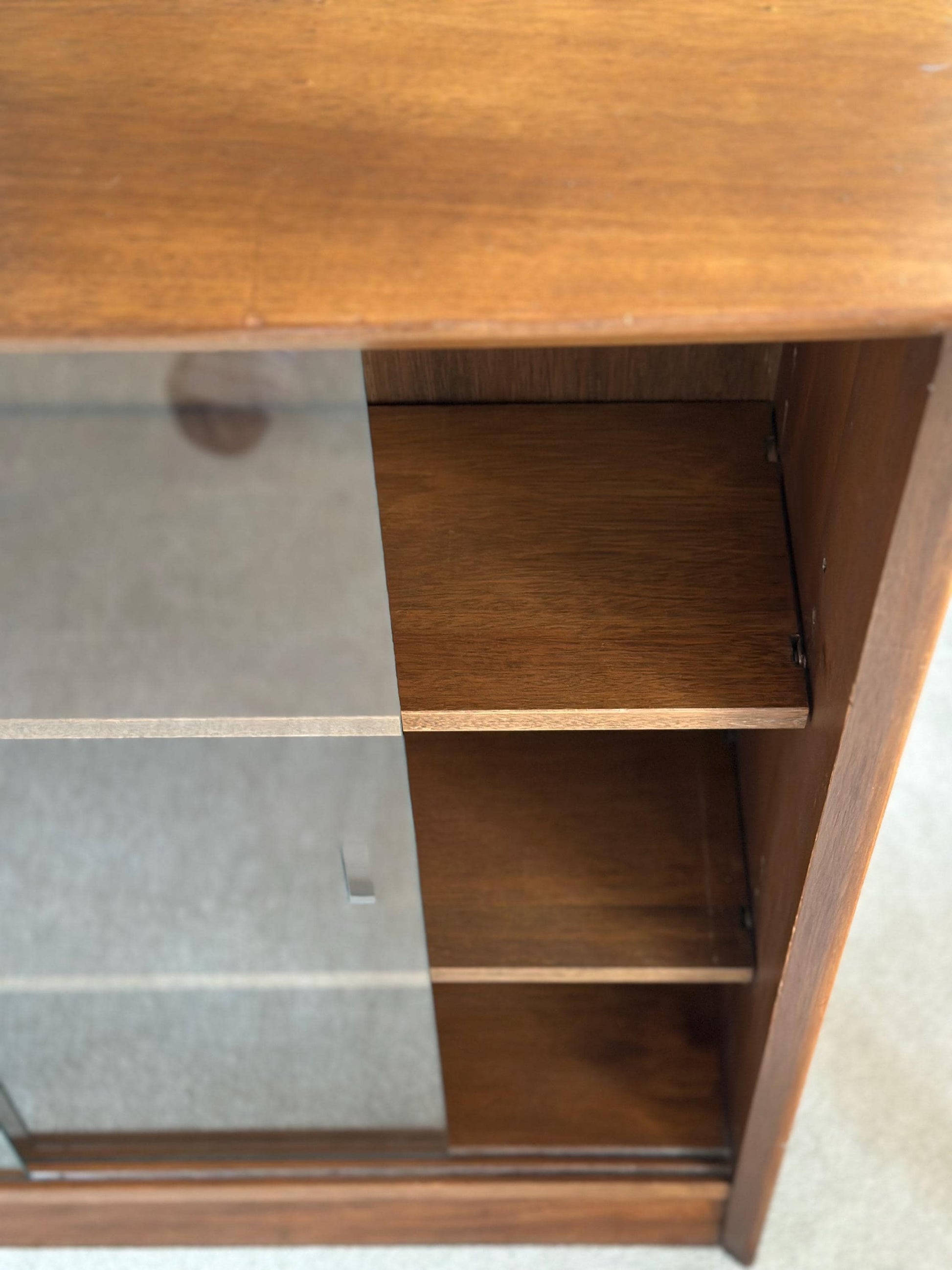Vintage Teak Bookcase by Herbert E. Gibbs, 1970s | Mid-Century Modern British Design | Sliding Glass Doors | Pair Available