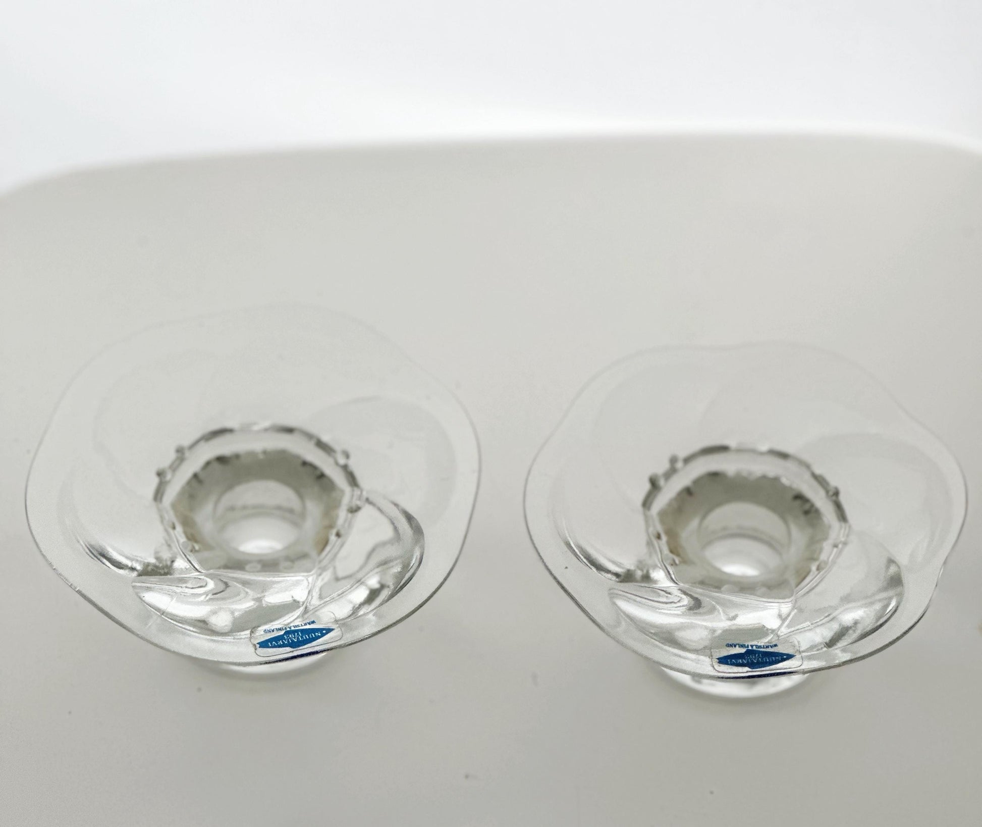 Pair of Nuutajärvi Lumme Tealight Holders by Kerttu Nurminen, Finland