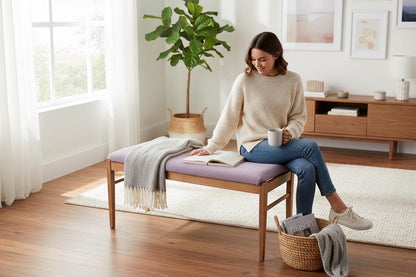 Danish Cedar Bench — attributed to Kurt Østervig for KP Møbler, 1960s With Linwood Upholstery