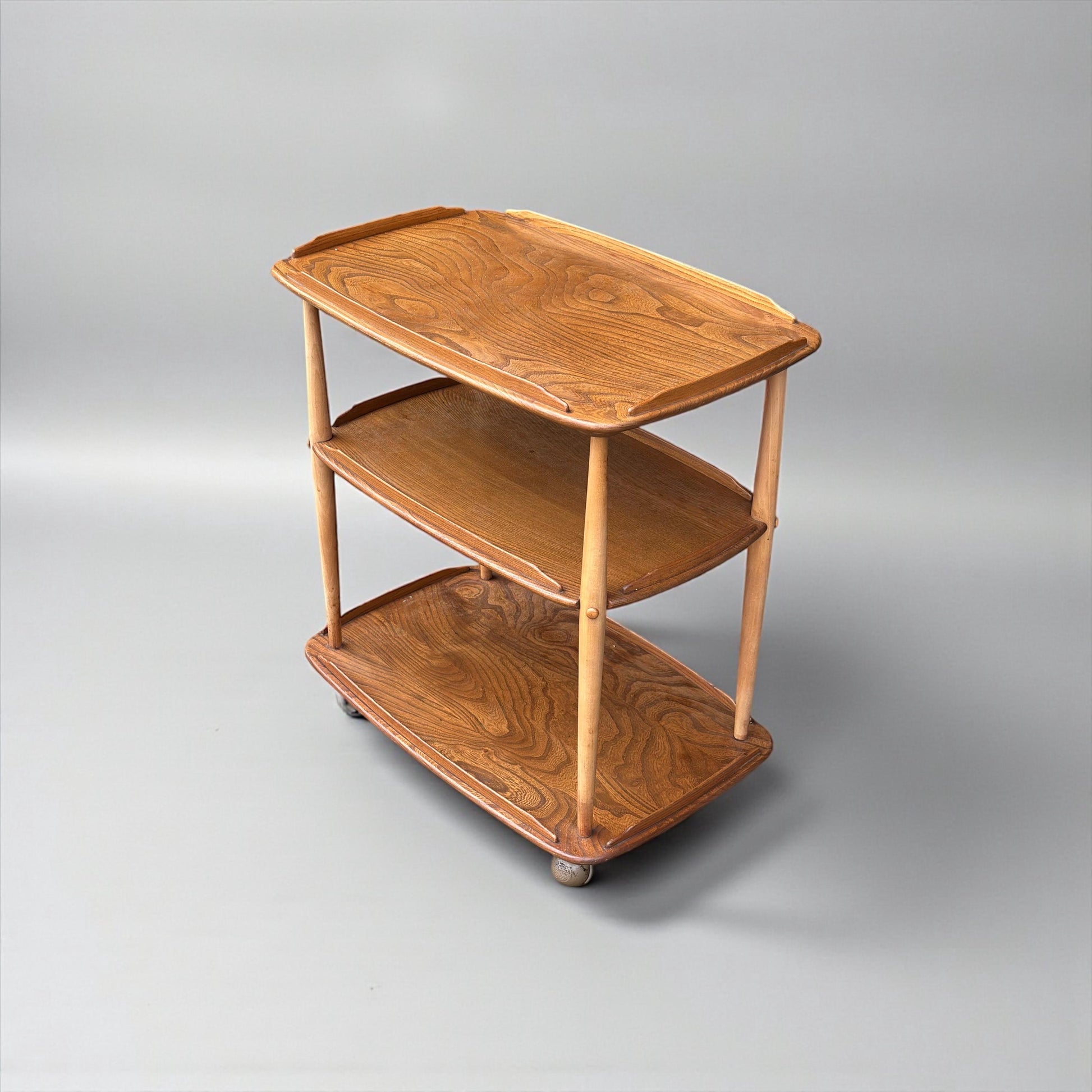 Vintage Ercol Elm & Beech Three-Tier Drinks Trolley