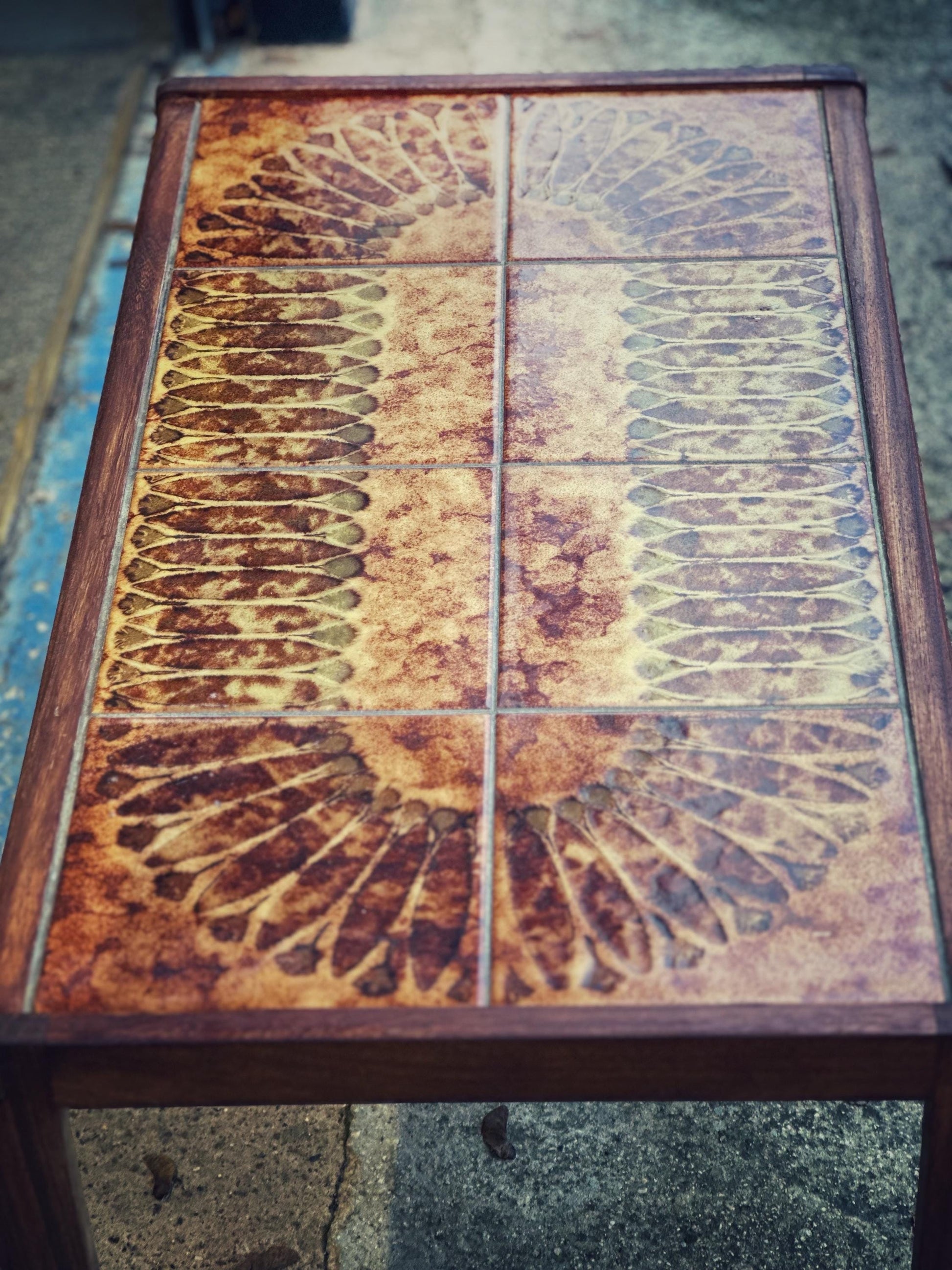 Mid-Century Teak Coffee Table with Original Tile Inset – Danish Import 1970s