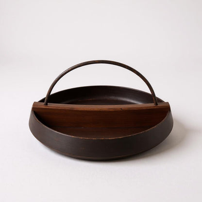 Mid Century Teak Bowl with Brass Handle • Divided Wooden Bowl • Modernist Teak Dish • Aubock Style Vintage Decor • Teak Brass Centrepiece
