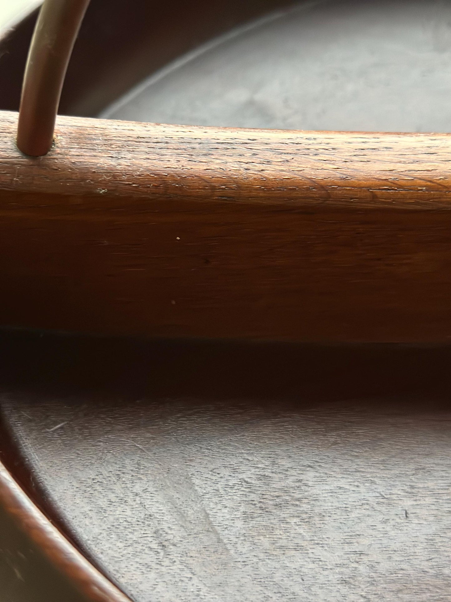 Mid Century Teak Bowl with Brass Handle • Divided Wooden Bowl • Modernist Teak Dish • Aubock Style Vintage Decor • Teak Brass Centrepiece
