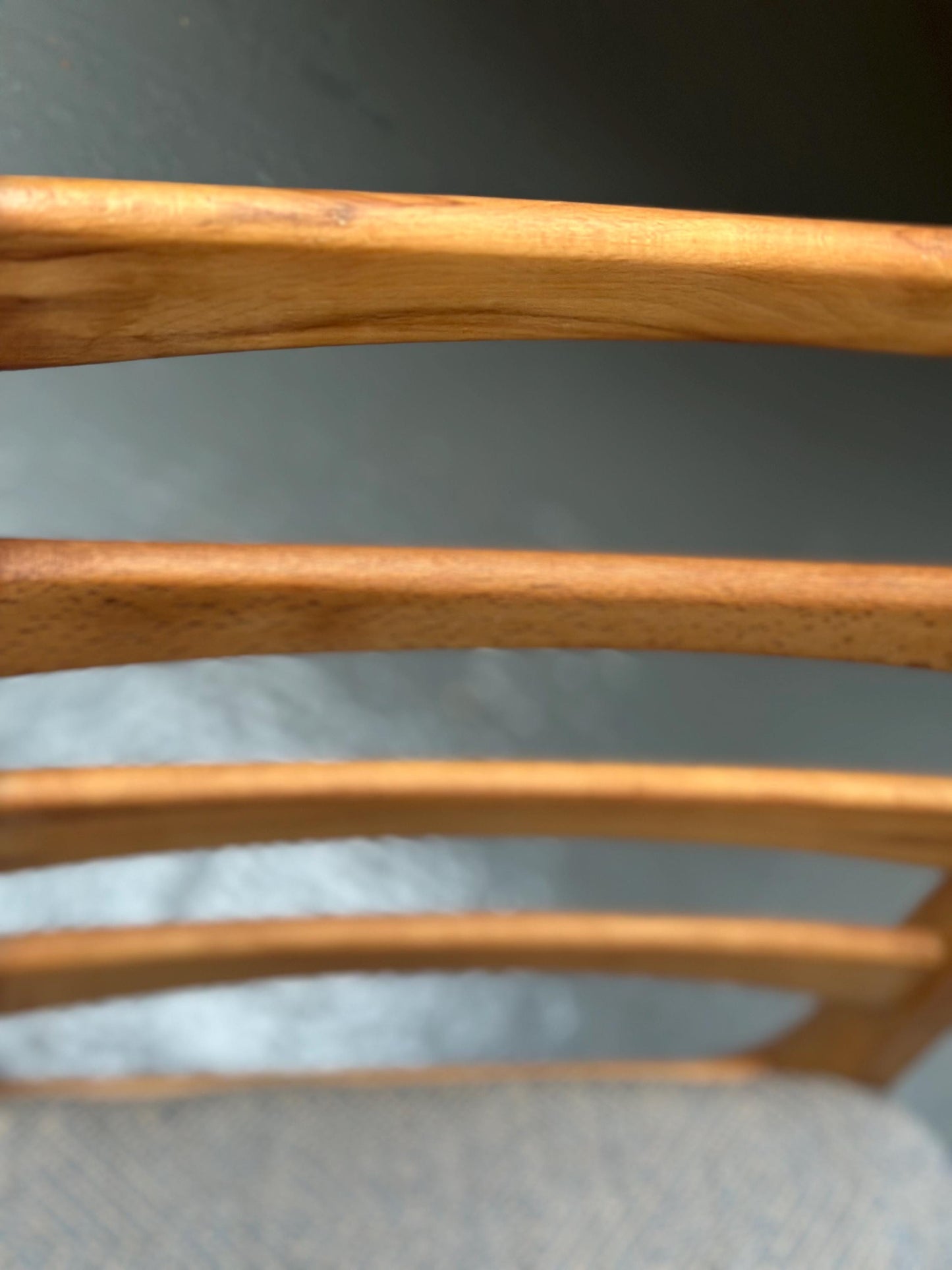 Pair of Vintage East German Ladderback Dining Chairs available in blue or pink Linwood upholstery