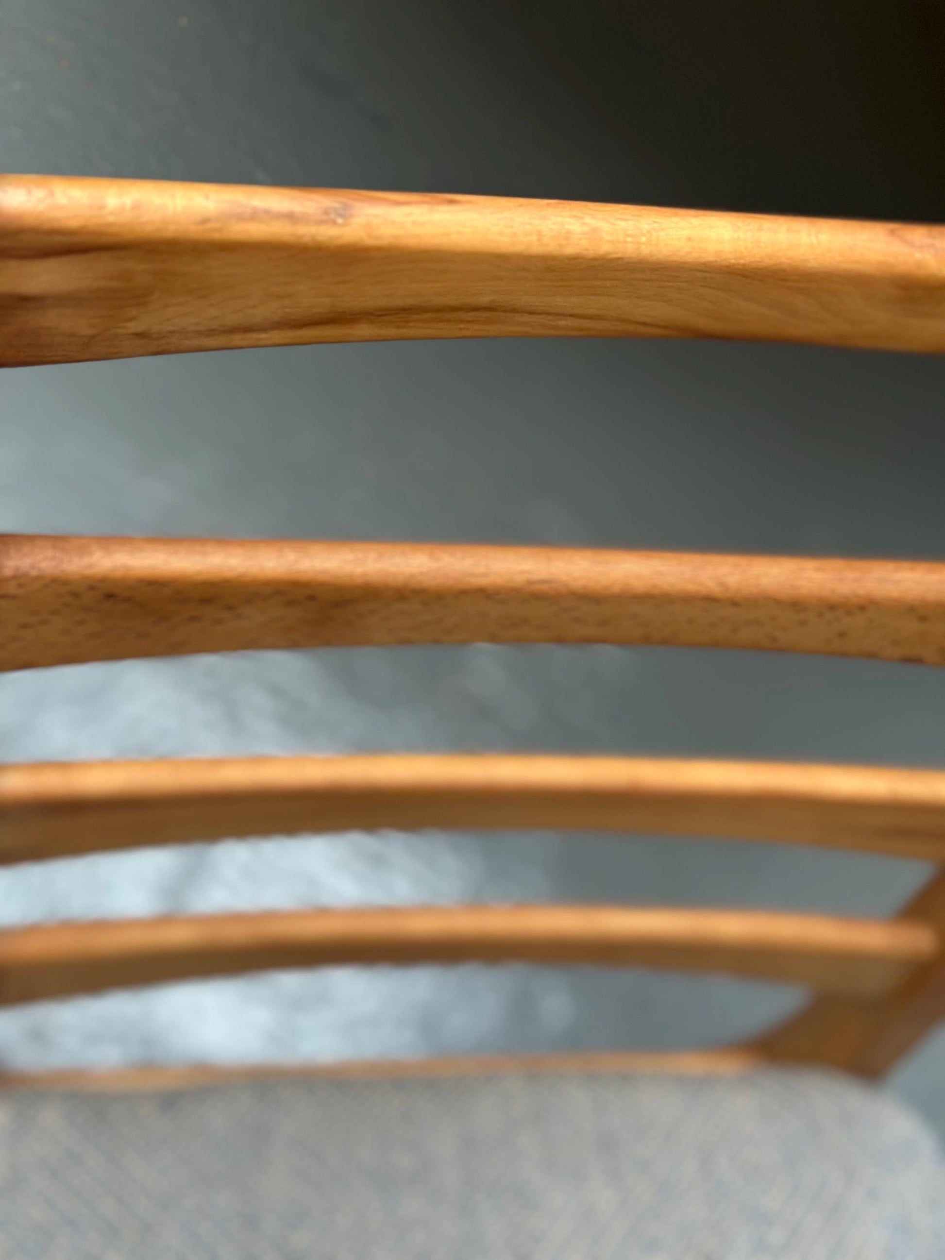 Pair of Vintage East German Ladderback Dining Chairs available in blue or pink Linwood upholstery