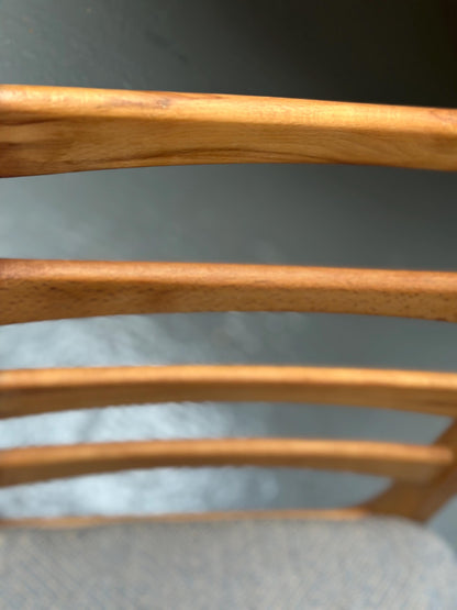 Pair of Vintage East German Ladderback Dining Chairs available in blue or pink Linwood upholstery