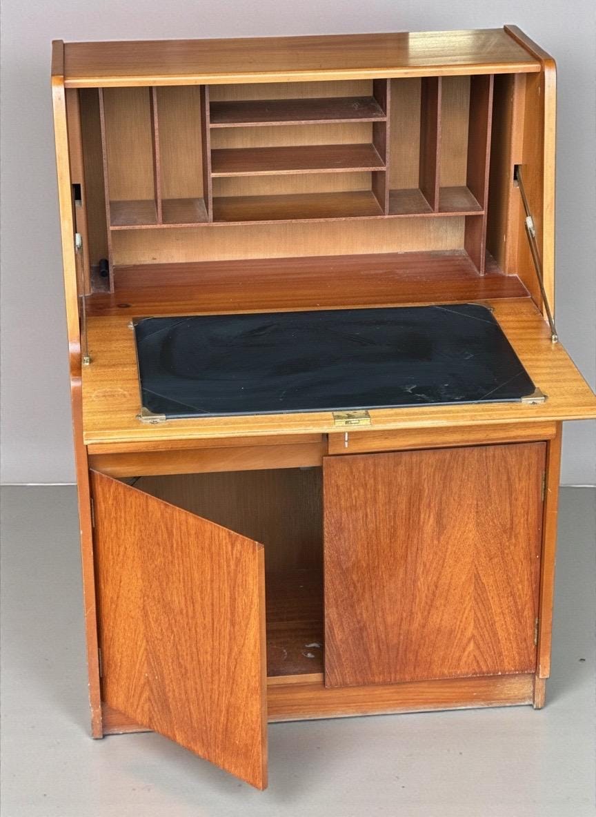 Vintage Mid-Century Teak Bureau Desk by Remploy, c.1970s