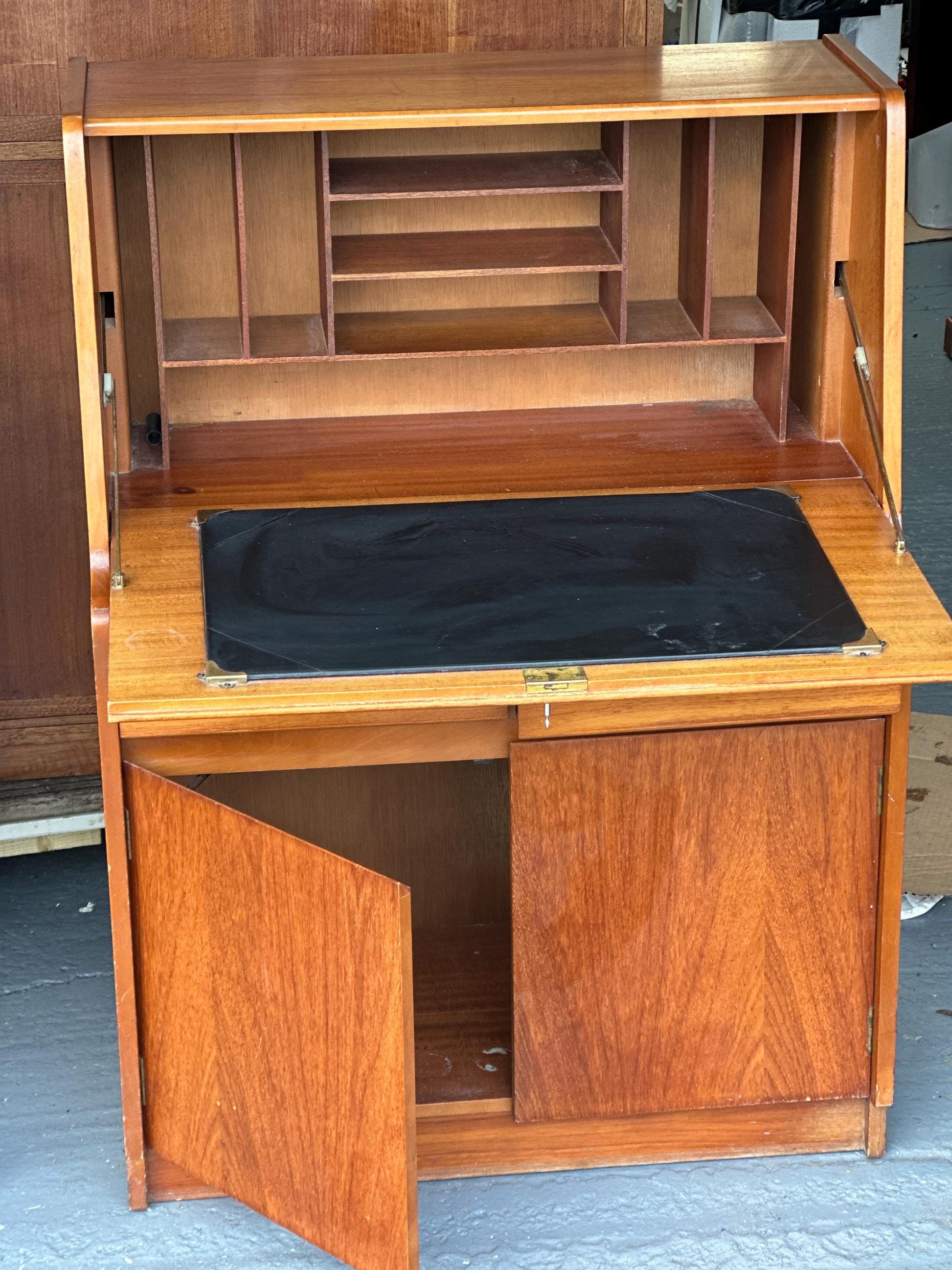 Vintage Mid-Century Teak Bureau Desk by Remploy, c.1970s