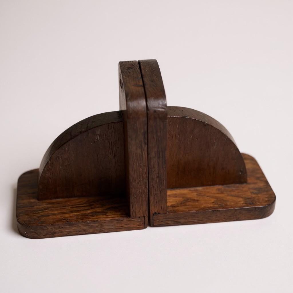 Pair of Solid Teak Mid-Century Bookends / Desk Accessories, c.1950s
