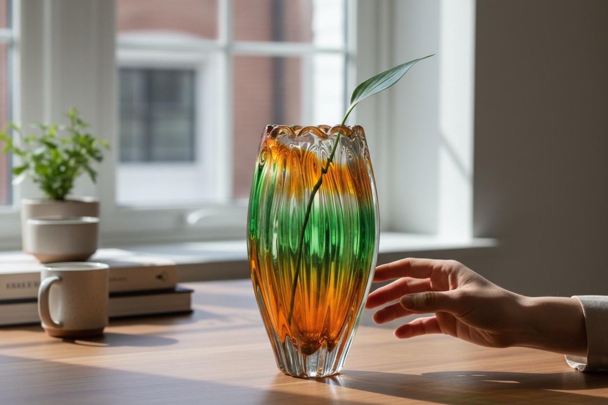 Original Narumi Sanyu Fantasy ribbed swirl vase, c. late 1960s–70s.