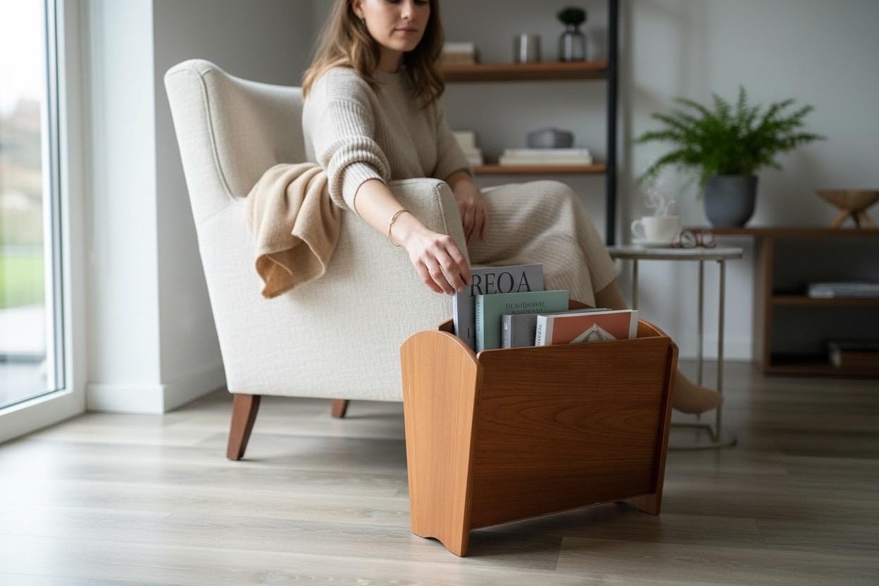Vintage Mid-Century Teak Magazine Rack