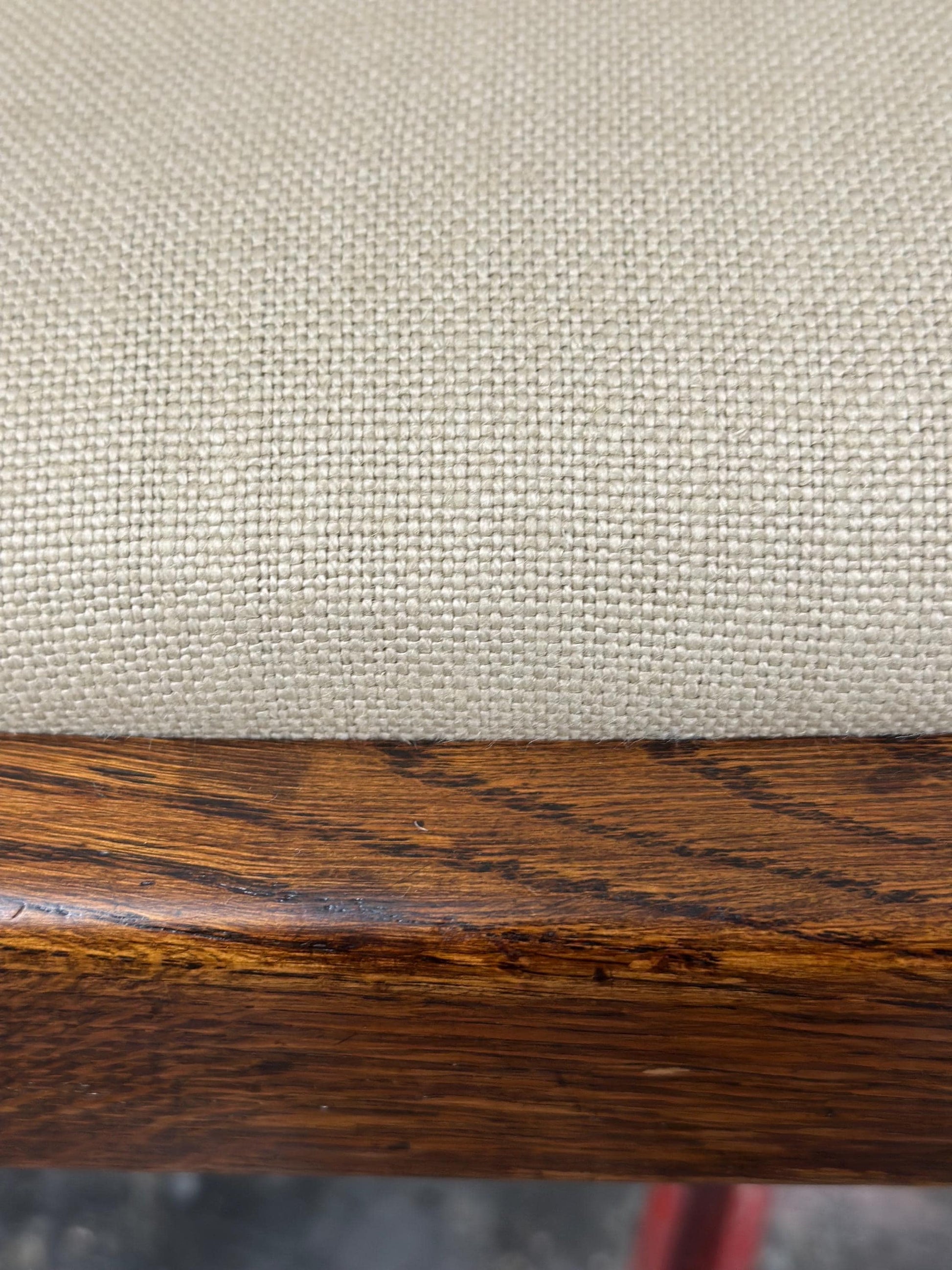 Oak Sitting Stool or Footstool - Reupholstered Midcentury British Northern European