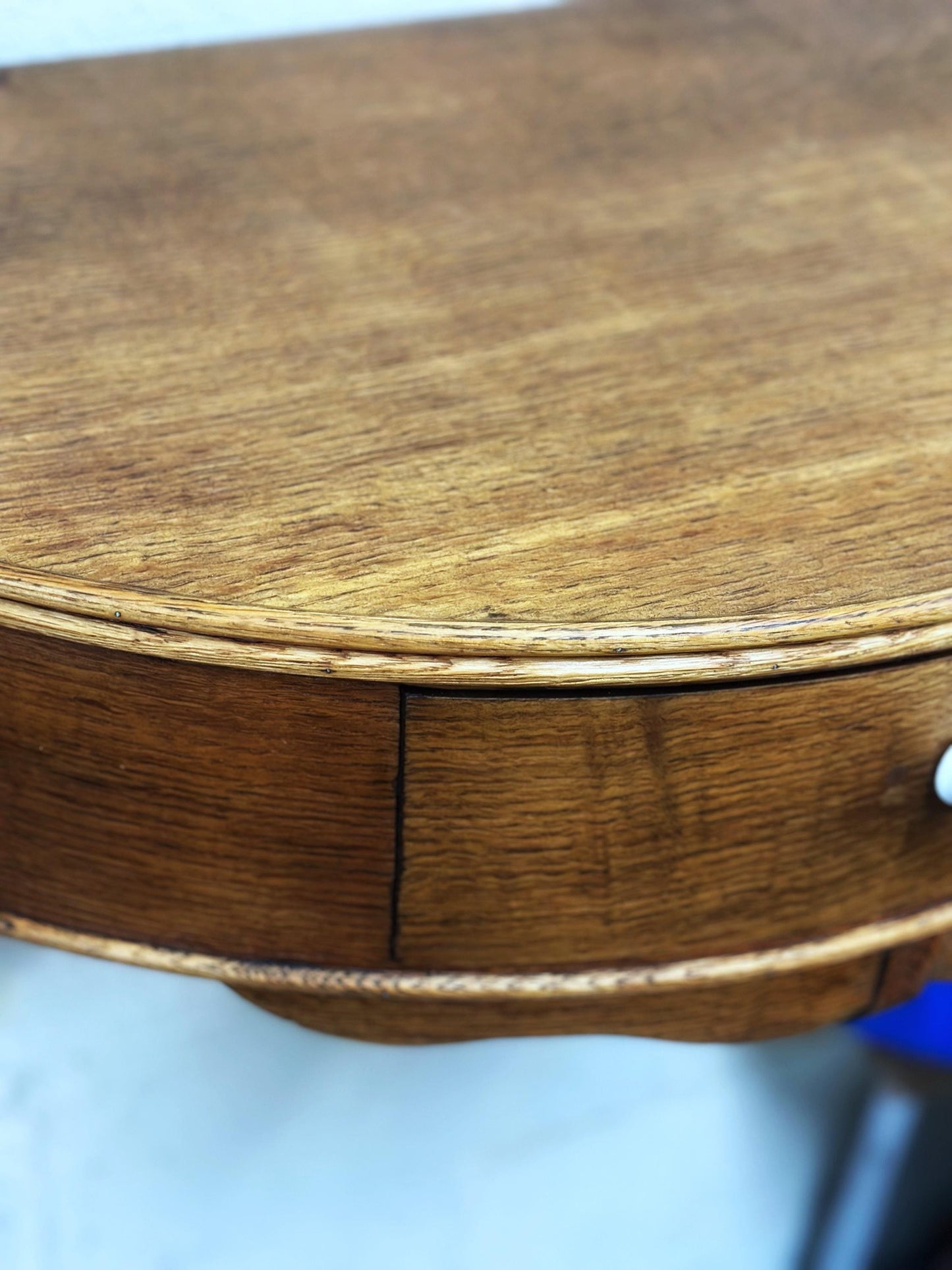 1940s Oak Wall-Mounted Demi-Lune Console with Drawer