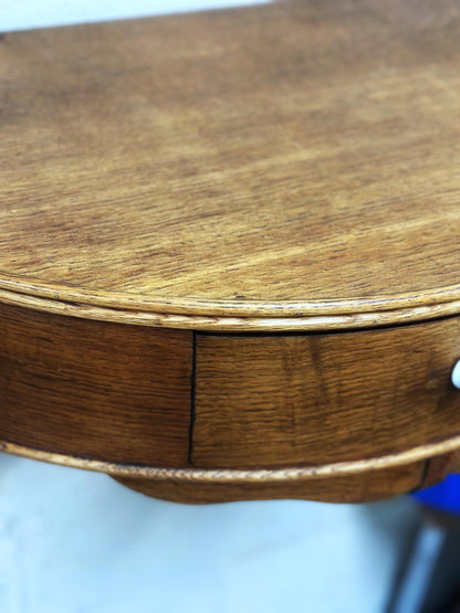 1940s Oak Wall-Mounted Demi-Lune Console with Drawer