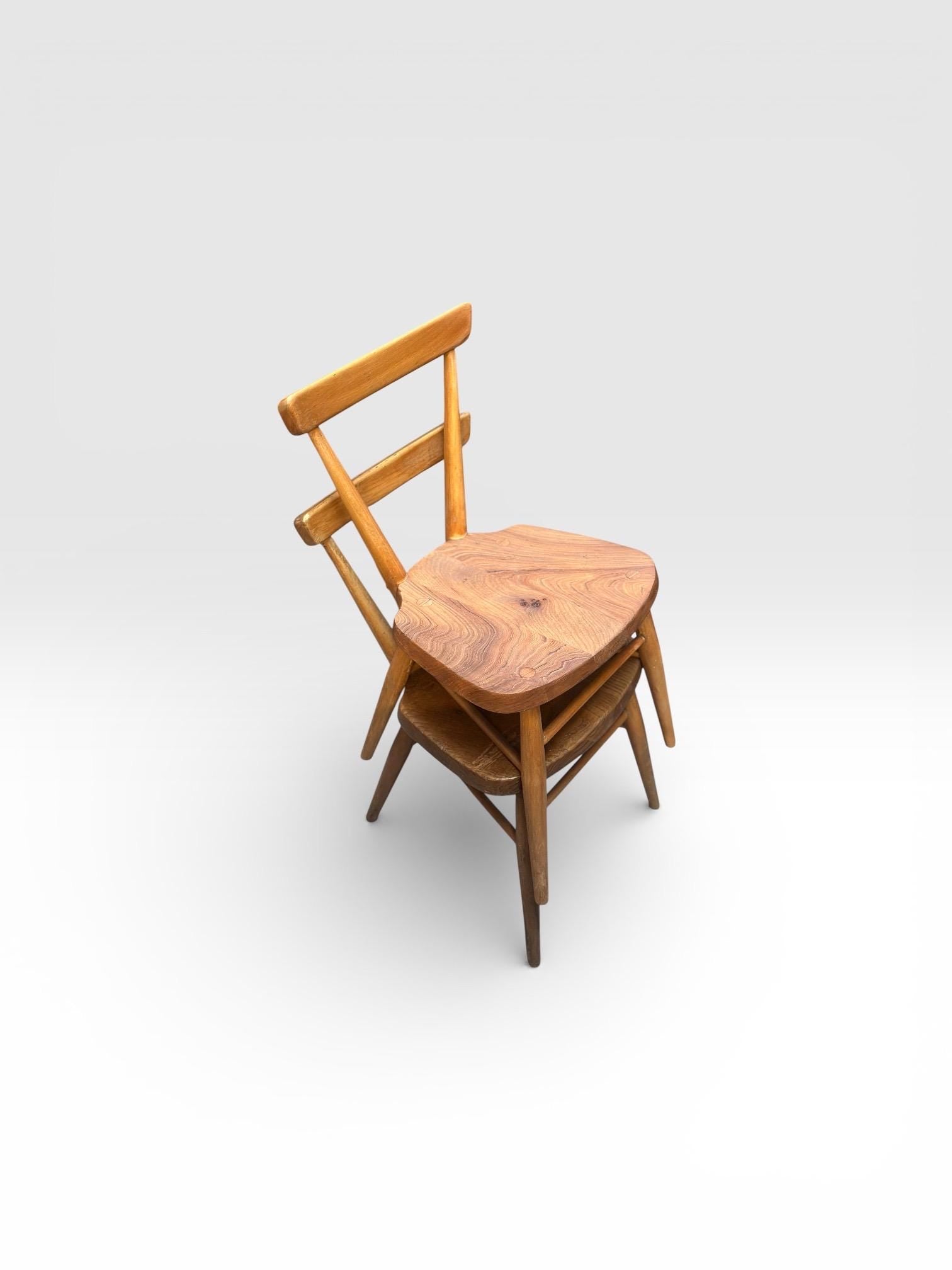 Set of Four Early Ercol Children’s Chairs Model 392 – English Elm & Beech – c.1948–55