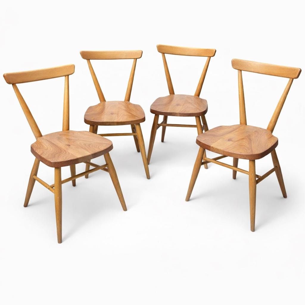 Set of Four Early Ercol Children’s Chairs Model 392 – English Elm & Beech – c.1948–55