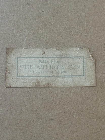 Vintage Picasso Print 'The Artist's Son' Framed Wall Art, Mid Century Lithograph Paul en Pierrot, Original Gallery Label, Gift for Art Colle