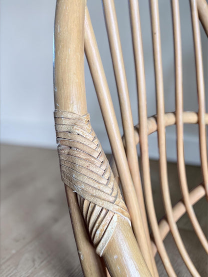 1970s Bentwood & Rattan Swivel Lounge Chair – In the Studio Workshop – Reserved Before Conservation