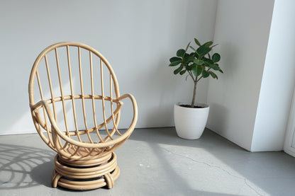 1970s Bentwood & Rattan Swivel Lounge Chair – In the Studio Workshop – Reserved Before Conservation