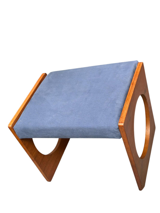 Mid Century Uniflex “F Range” Teak Stool / Footstool, c.1960s (with original advert)