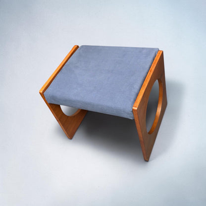 Mid Century Uniflex “F Range” Teak Stool / Footstool, c.1960s (with original advert)