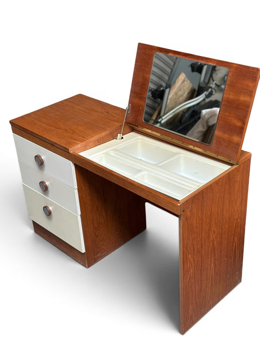 Mid Century Uniflex “F Range” Teak Dressing Table, c.1960s (with original advert)