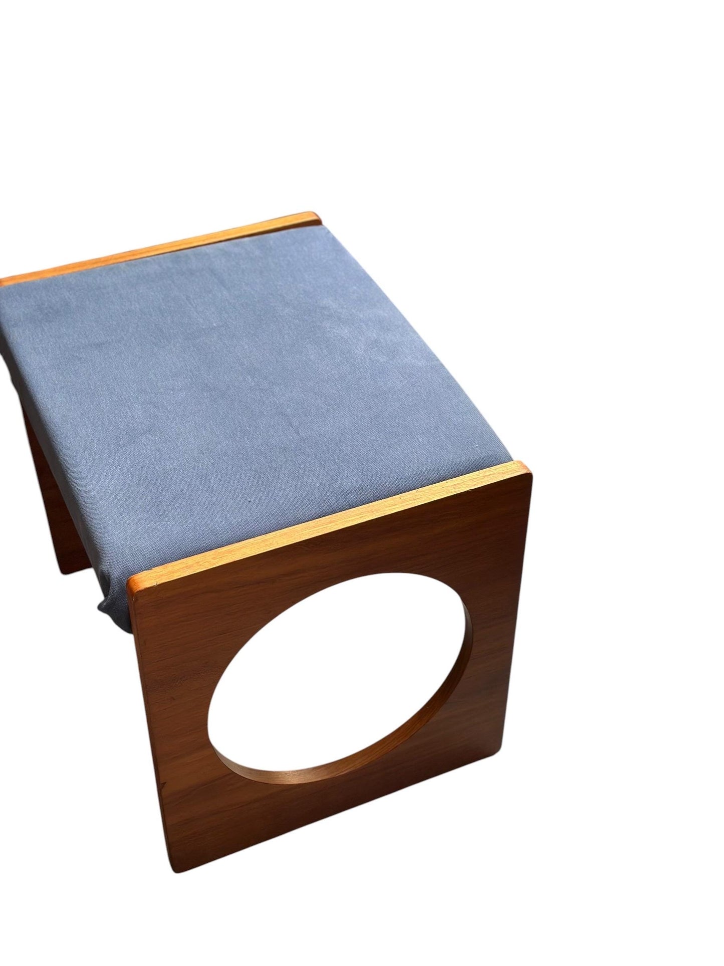 Mid Century Uniflex “F Range” Teak Stool / Footstool, c.1960s (with original advert)