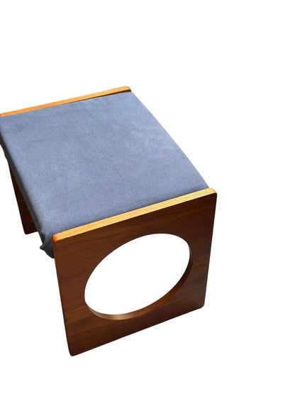 Mid Century Uniflex “F Range” Teak Stool / Footstool, c.1960s (with original advert)