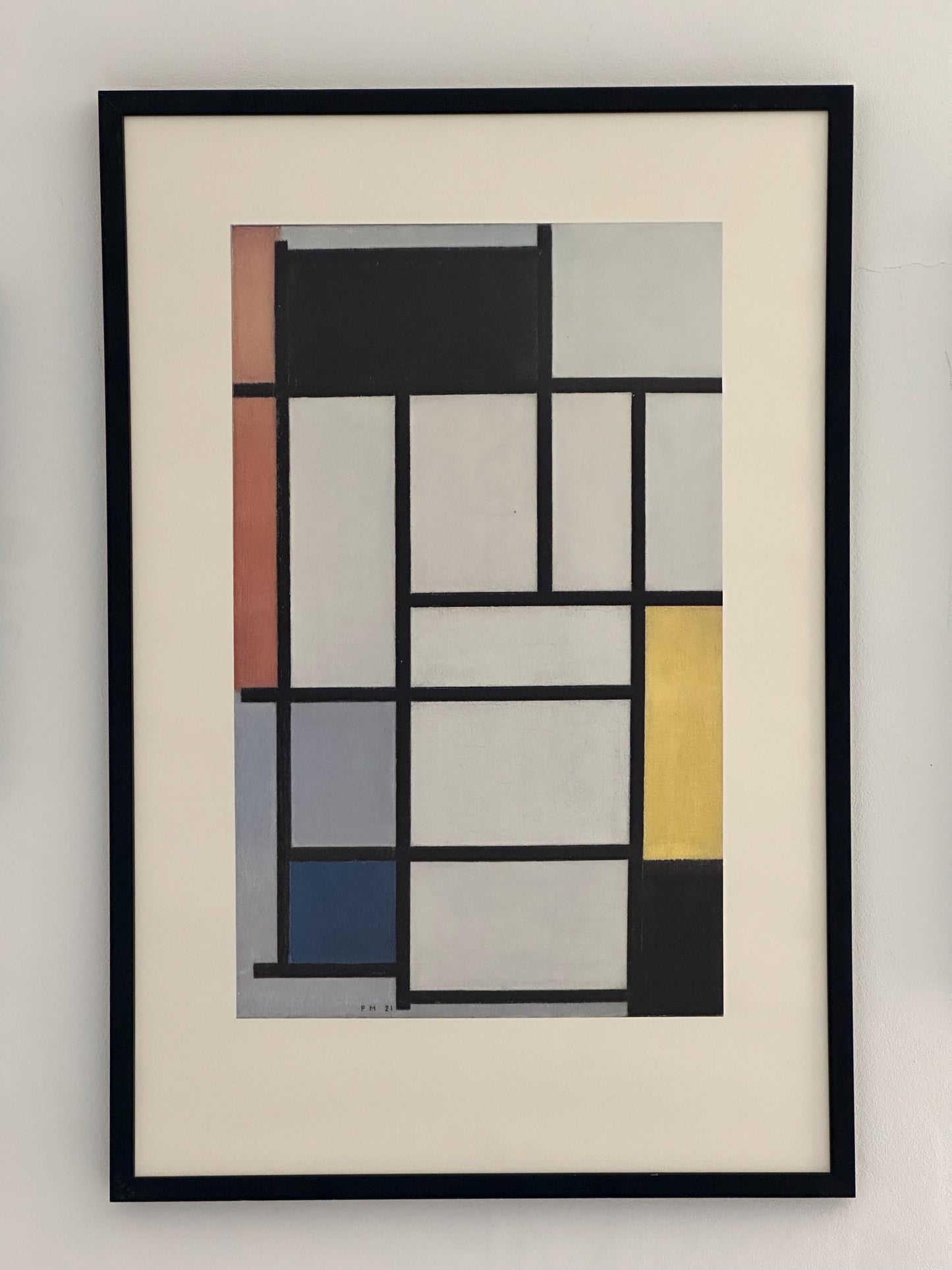 Piet Mondrian ‘Composition’ 1921 — Large Format Screenprint on Arches Paper, Framed, 87cm x 58cm