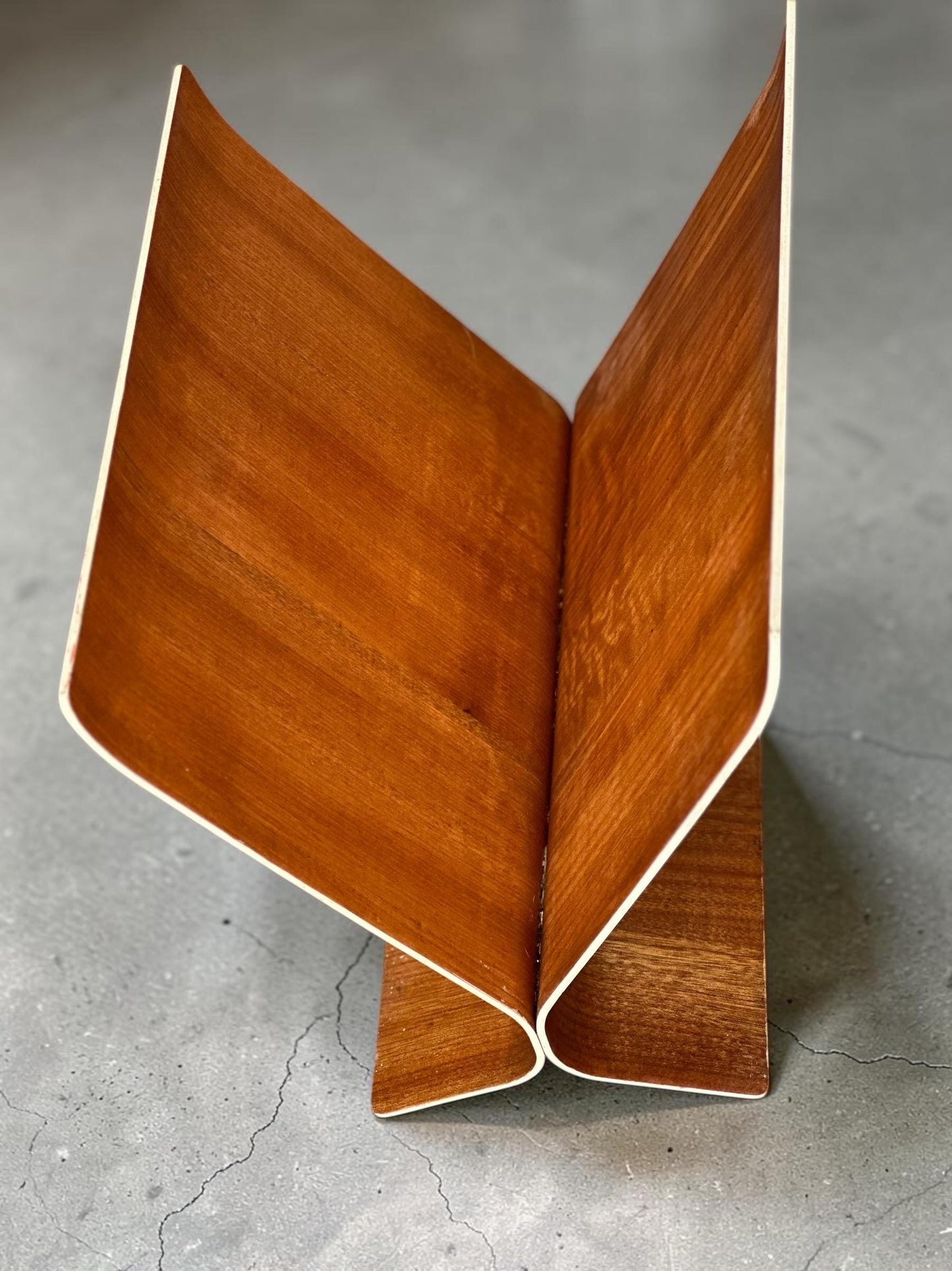 Vintage Umbra Bentwood Magazine Rack — Paul Rowan, 1980, Teak Veneer