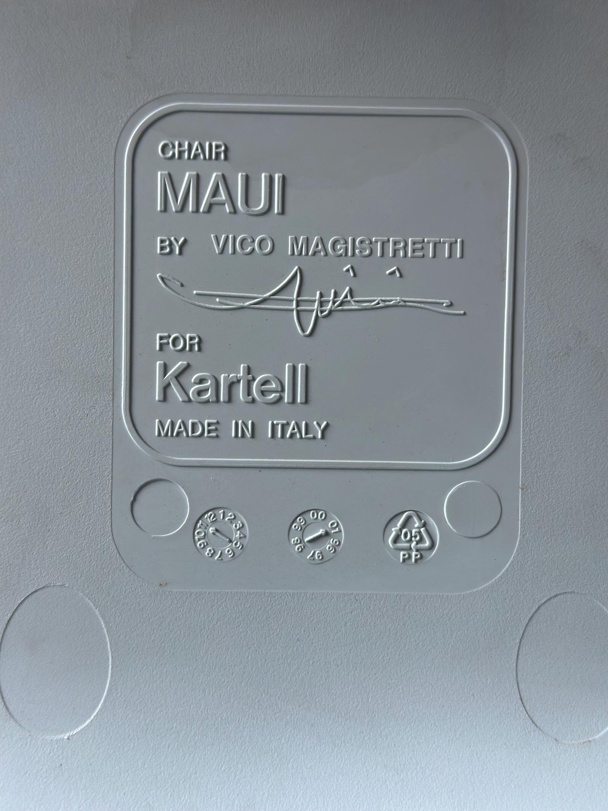 Set of Four Kartell Maui Dining Chairs by Vico Magistretti