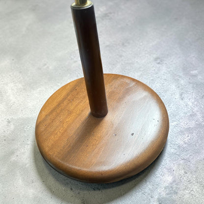 Mid Century 1960s Teak & Brass Floor Lamp — Sanderson Dandelion Clocks Shade