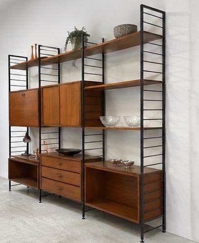 Genuine Ladderax, designed by Robert Heal for Staples 1964, Teak and Black Steel.