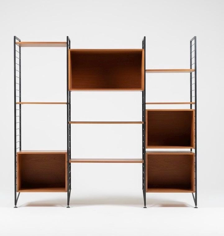 Genuine Ladderax, designed by Robert Heal for Staples 1964, Teak and Black Steel.