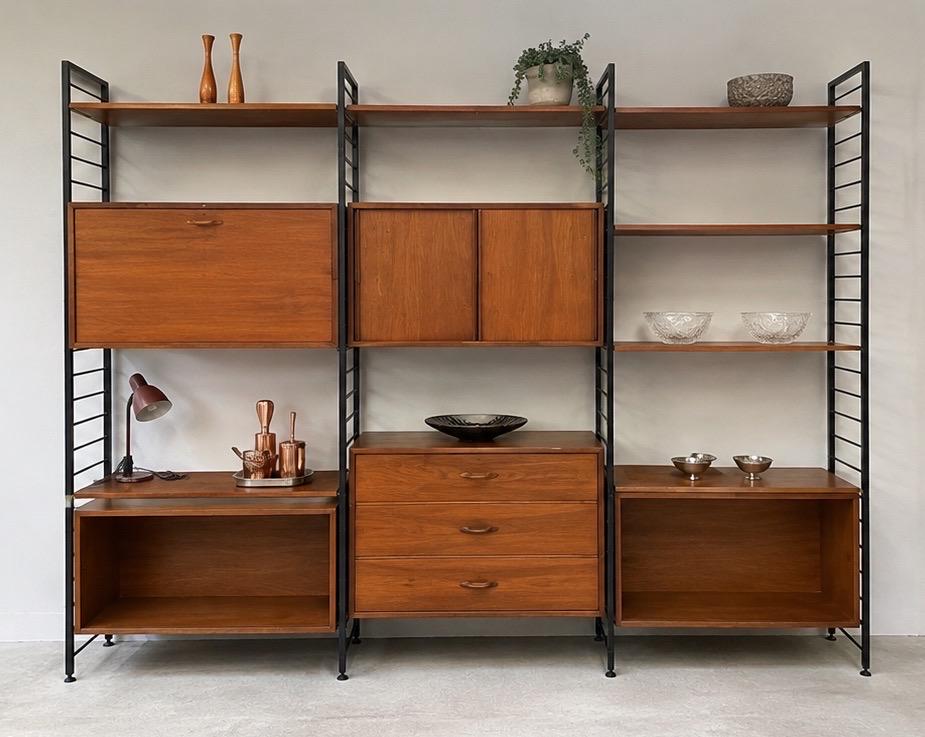 Genuine Ladderax, designed by Robert Heal for Staples 1964, Teak and Black Steel.