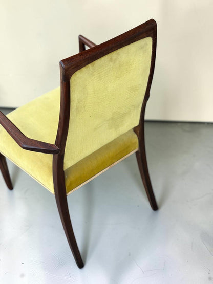 Pair of Sculptural Mid-Century Carver Armchairs, Original Mustard Velvet, c.1960s