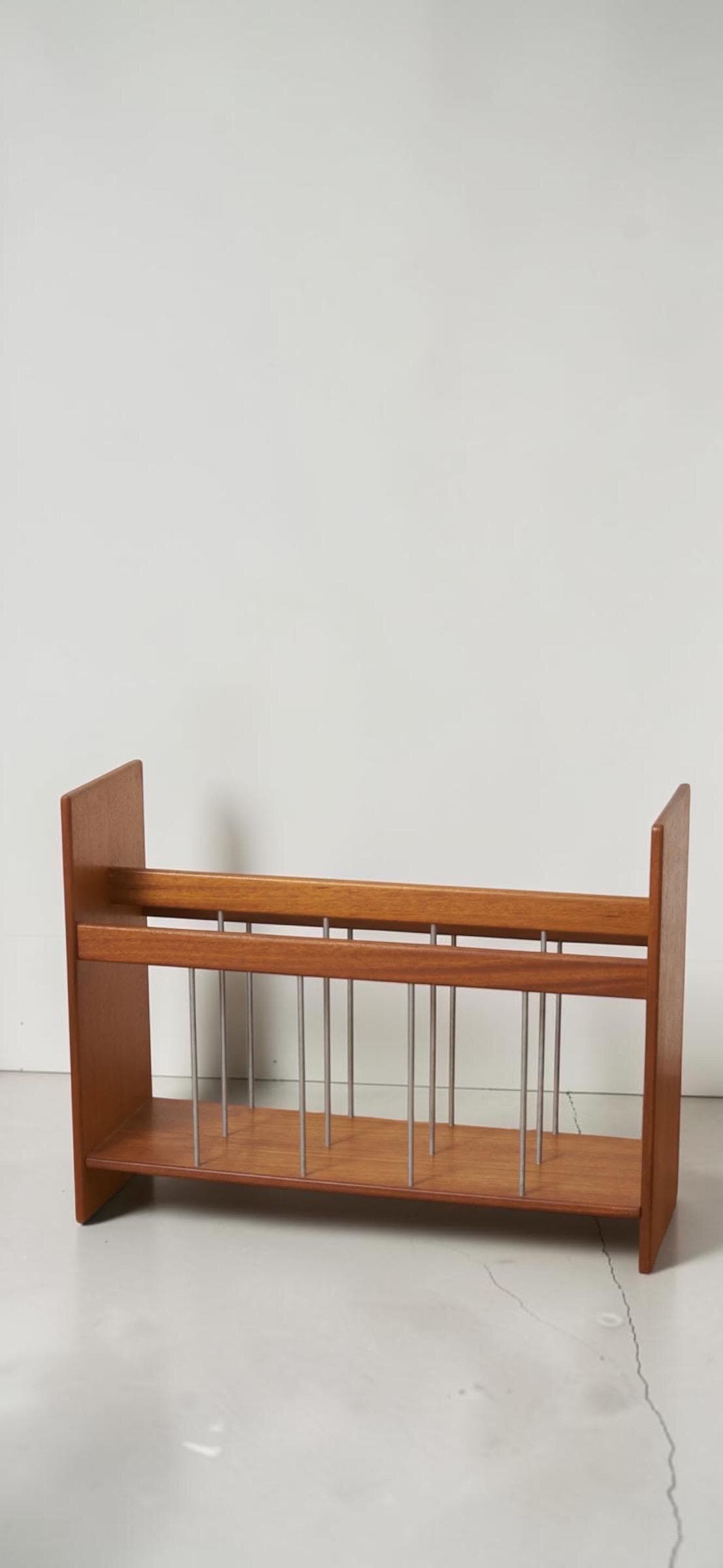 Teak Magazine Rack, Vintage Mid Century Canterbury, Rod Divider Design, Scotland Sourced