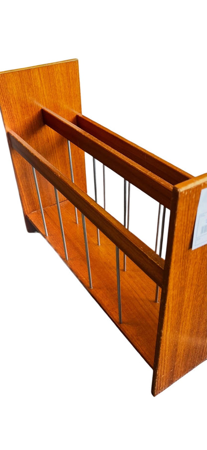 Teak Magazine Rack, Vintage Mid Century Canterbury, Rod Divider Design, Scotland Sourced