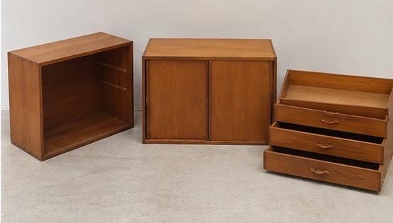 Genuine Ladderax, designed by Robert Heal for Staples 1964, Teak and Black Steel.
