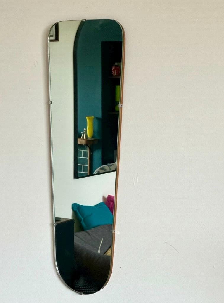 Vintage Modernist Plywood Wall Mirror | c.1960s–70s