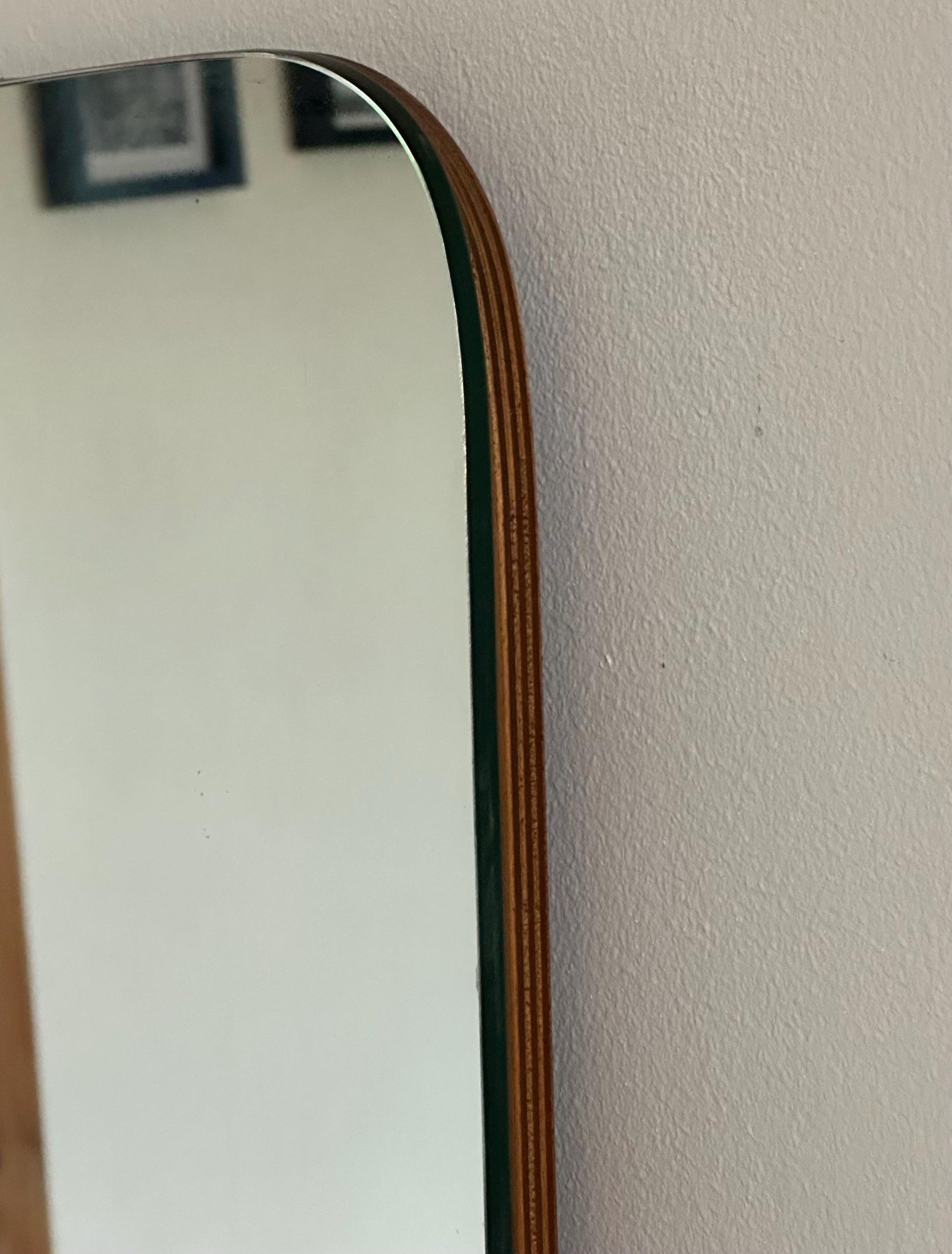 Vintage Modernist Plywood Wall Mirror | c.1960s–70s