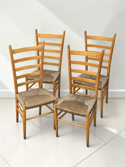 1960s Italian Rush Dining Chairs | Rooksmoor Mills | Set of Four