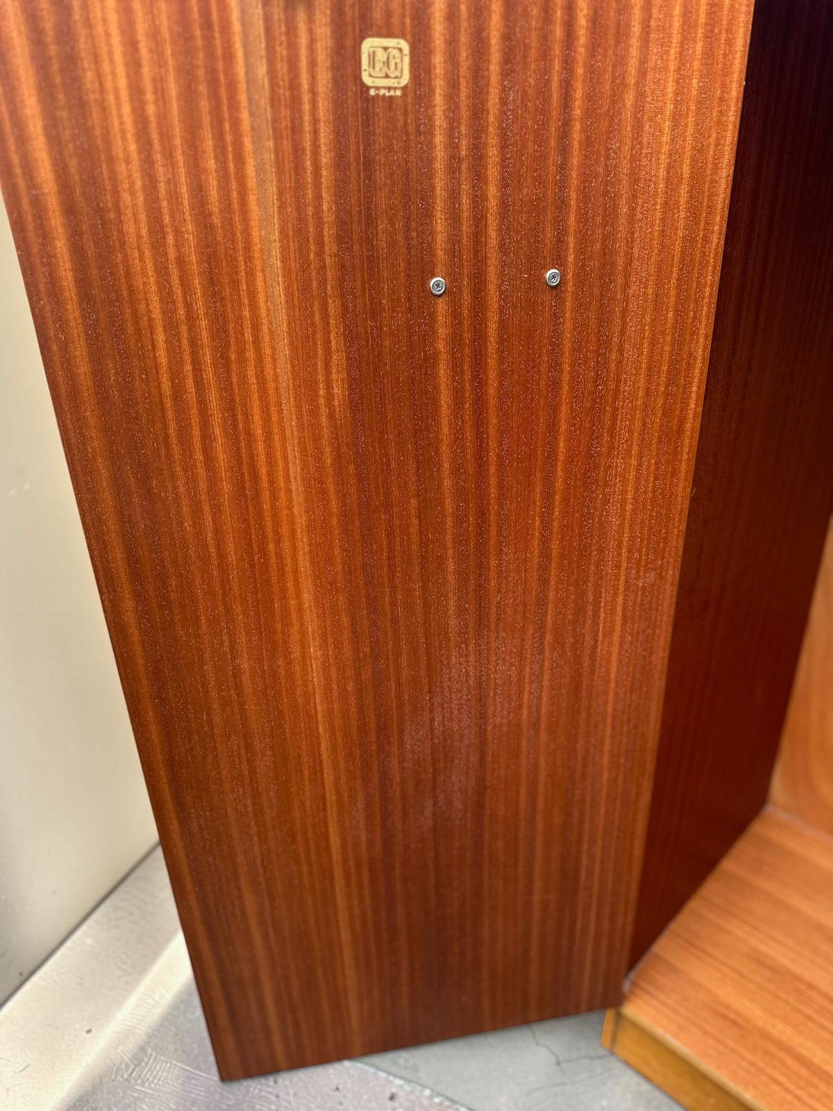 Midcentury G Plan Brandon Wardrobe with Fitted Vanity Mirror — Honey Oak, E. Gomme