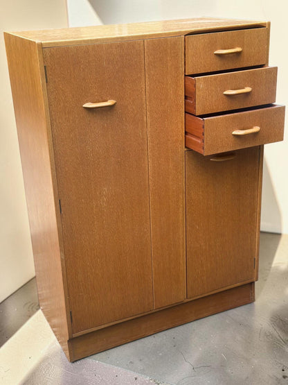 Midcentury G Plan Brandon Wardrobe with Fitted Vanity Mirror — Honey Oak, E. Gomme
