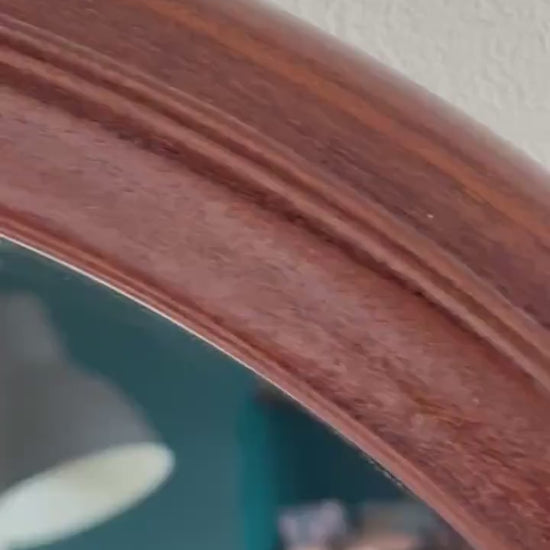 Vintage Round Solid Teak Wall Mirror 1960s 70s