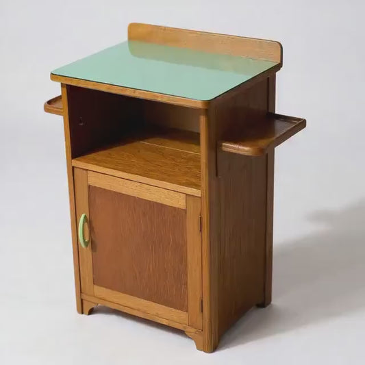 A Midcentury Bedside Cabinet Oak and Formica