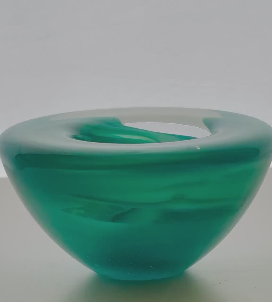 Vintage Kosta Boda Turquoise Blue Atoll Geode Bowl Votive Anna Ehrner