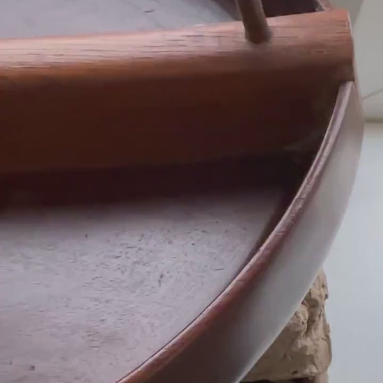 Mid Century Teak Bowl with Brass Handle • Divided Wooden Bowl • Modernist Teak Dish • Aubock Style Vintage Decor • Teak Brass Centrepiece